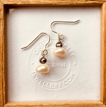 Load image into Gallery viewer, ‘Day & Night’ Fresh Water Pearl Sterling Silver Earrings