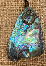 Load image into Gallery viewer, ‘Curving Seascape’ shell & vintage brass washer necklace