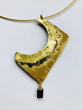 Load image into Gallery viewer, ‘The Setting Sun’ oxidised brass &amp; garnet pendant
