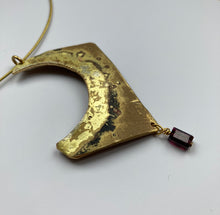 Load image into Gallery viewer, ‘The Setting Sun’ oxidised brass &amp; garnet pendant
